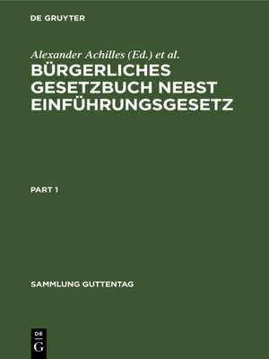 cover image of Bürgerliches Gesetzbuch nebst Einführungsgesetz